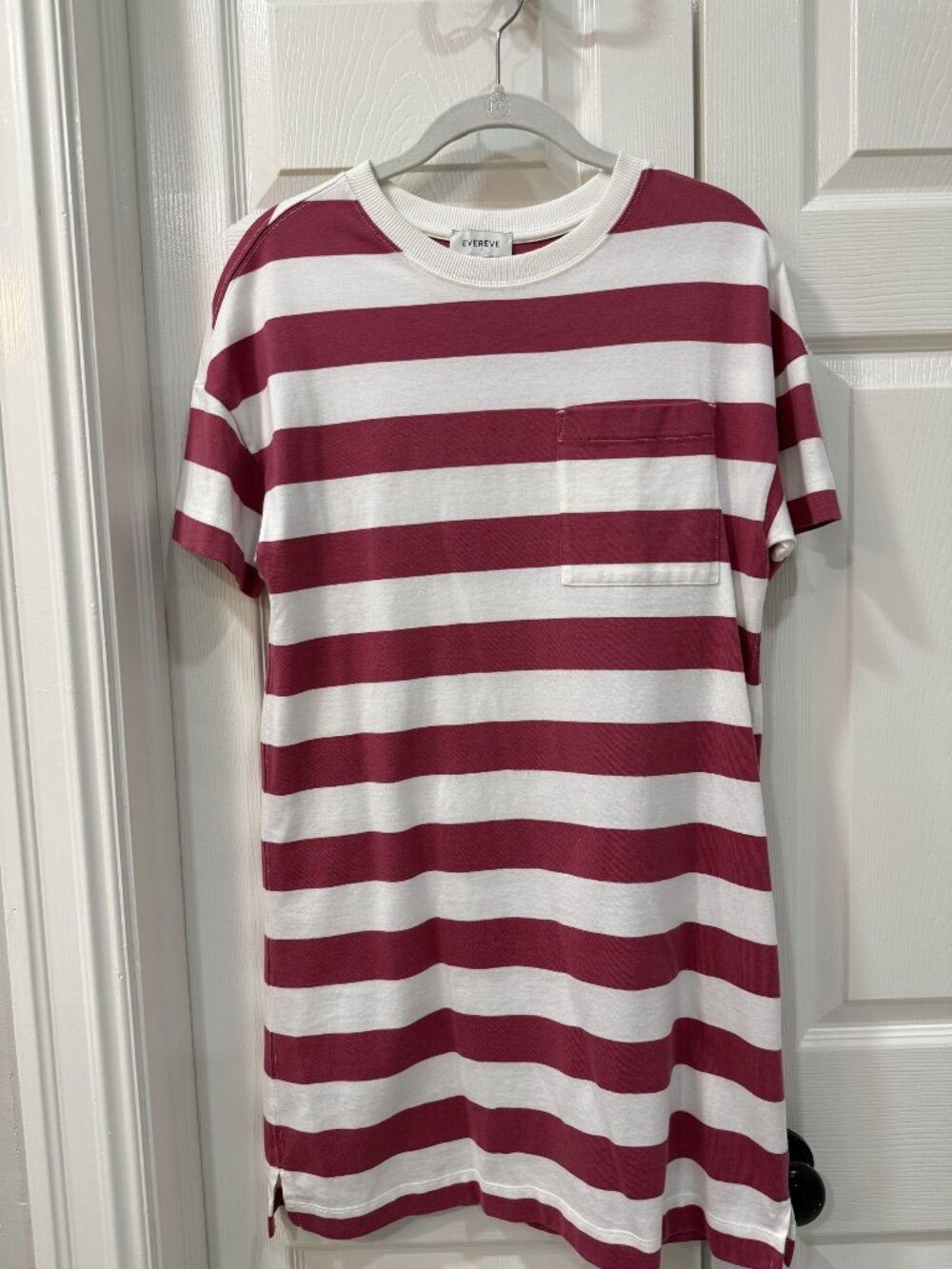 Evereve Emersyn T-Shirt Dress Brickstripe XS Casual Chic - Picture 2 of 7